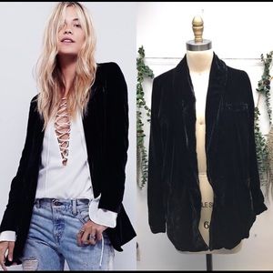 Free people yesterdays muse black velvet blazer